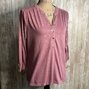 3/$15 ☮️ Love Forever Pink Rose Colored 3/4 Length Shirt